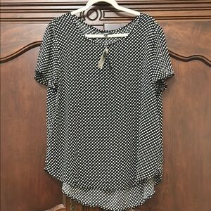 Black and White Polka Dot Women's Top-XL